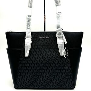 Michael Kors Large Charlotte TZ Tote Bag Black Signature